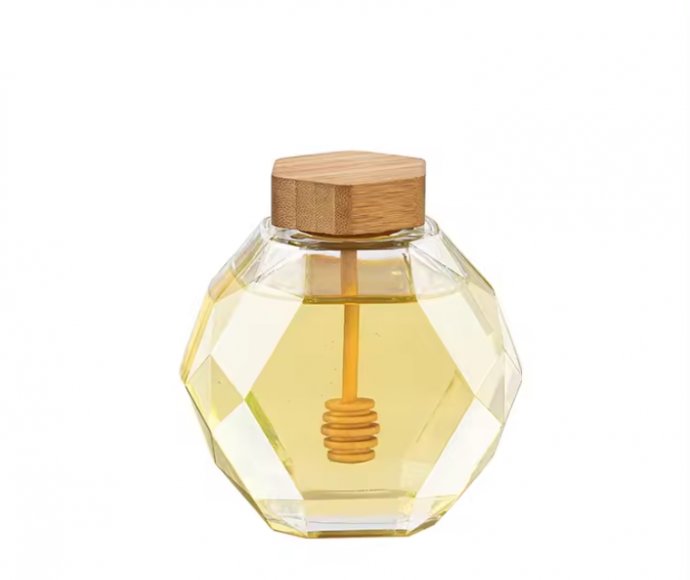 Wholesale Clear Empty Hexagonal Hexagon Honey Glass Jar with Lid
